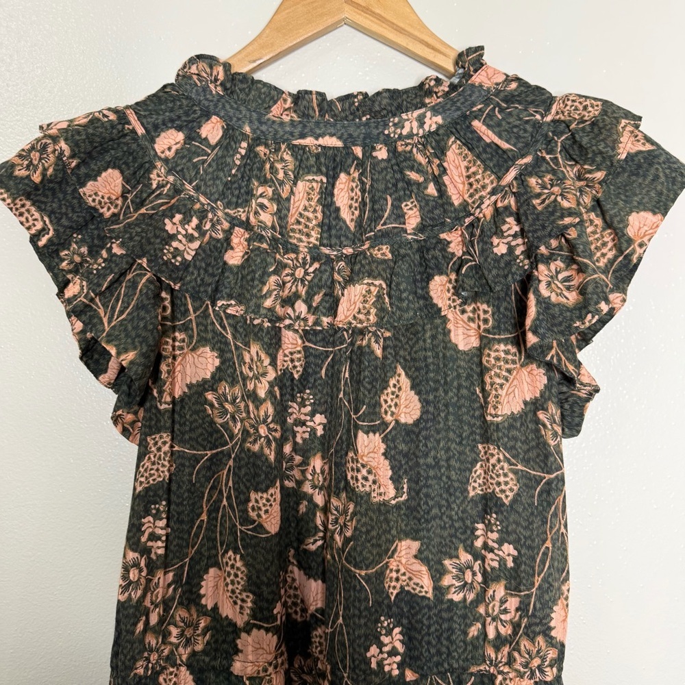 Ulla Johnson | Romina Ruffle Floral Print Dress in Balsam, size 6 - Picture 13 of 16